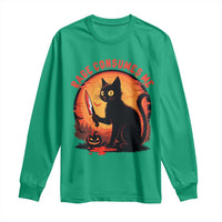 Funny Black Cat Halloween Funny Black Cat Murderous Cat With Knife Long Sleeve Shirt Rage Is Consuming Me - Wonder Print Shop