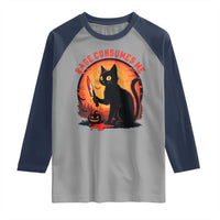 Funny Black Cat Halloween Funny Black Cat Murderous Cat With Knife Raglan Shirt Rage Is Consuming Me - Wonder Print Shop