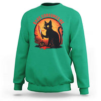 Funny Black Cat Halloween Funny Black Cat Murderous Cat With Knife Sweatshirt Rage Is Consuming Me - Wonder Print Shop
