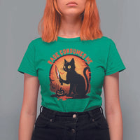 Funny Black Cat Halloween Funny Black Cat Murderous Cat With Knife T Shirt For Women Rage Is Consuming Me - Wonder Print Shop