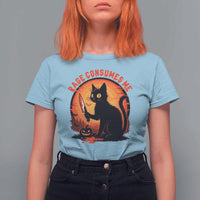 Funny Black Cat Halloween Funny Black Cat Murderous Cat With Knife T Shirt For Women Rage Is Consuming Me - Wonder Print Shop