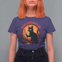 Funny Black Cat Halloween Funny Black Cat Murderous Cat With Knife T Shirt For Women Rage Is Consuming Me - Wonder Print Shop
