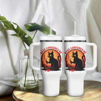 Funny Black Cat Halloween Funny Black Cat Murderous Cat With Knife Tumbler With Handle Rage Is Consuming Me
