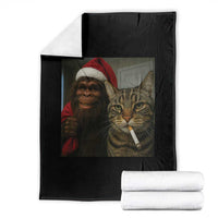 Funny Cat Selfie Bigfoot Christmas Sasquatch Throw Blanket - Wonder Print Shop