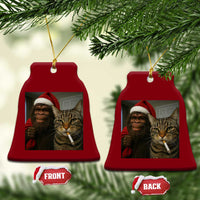 Funny Cat Selfie Bigfoot Xmas Sasquatch Ceramic Ornament - Wonder Print Shop