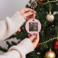 Funny Cat Selfie Bigfoot Xmas Sasquatch Ceramic Ornament - Wonder Print Shop