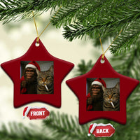 Funny Cat Selfie Bigfoot Xmas Sasquatch Ceramic Ornament - Wonder Print Shop