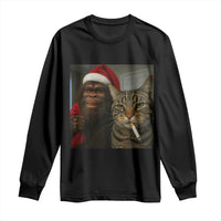 Funny Cat Selfie Bigfoot Christmas Sasquatch Long Sleeve Shirt - Wonder Print Shop