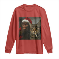 Funny Cat Selfie Bigfoot Christmas Sasquatch Long Sleeve Shirt - Wonder Print Shop