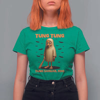 Funny Italian Brainrot Halloween T Shirt For Women Tung Tung Tung Sahur Meme - Wonder Print Shop