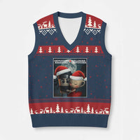 Funny Xmas Couple V-Neck Knit Sweater Vest Italian Brainrot Meme - Wonder Print Shop