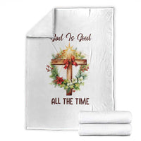 Cross Christian Christmas Throw Blanket God Is Good All The Time - Wonder Print Shop