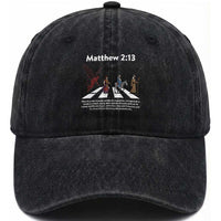 Jesus Christian Washed Cotton Baseball Cap Cross Bible Verse Matthew 2:13
