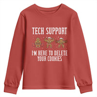 Tech Support Funny Christmas Youth Sweatshirt Gingerbread I Am Here To Delete Your Cookies - Wonder Print Shop