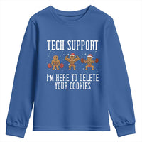 Tech Support Funny Christmas Youth Sweatshirt Gingerbread I Am Here To Delete Your Cookies - Wonder Print Shop