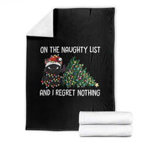 Funny Cat Christmas Throw Blanket On The Naughty List And I Regret Nothing - Wonder Print Shop