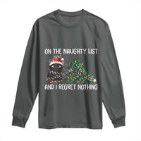Funny Cat Christmas Long Sleeve Shirt On The Naughty List And I Regret Nothing - Wonder Print Shop