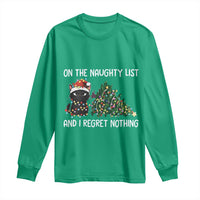 Funny Cat Christmas Long Sleeve Shirt On The Naughty List And I Regret Nothing - Wonder Print Shop