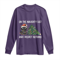 Funny Cat Christmas Long Sleeve Shirt On The Naughty List And I Regret Nothing - Wonder Print Shop