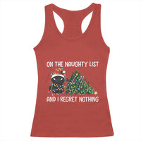 Funny Cat Christmas Racerback Tank Top On The Naughty List And I Regret Nothing - Wonder Print Shop
