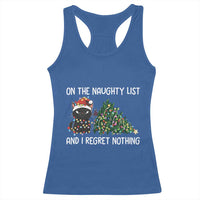 Funny Cat Christmas Racerback Tank Top On The Naughty List And I Regret Nothing - Wonder Print Shop