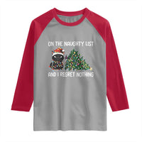 Funny Cat Christmas Raglan Shirt On The Naughty List And I Regret Nothing - Wonder Print Shop