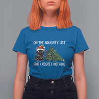 Funny Cat Christmas T Shirt For Women On The Naughty List And I Regret Nothing - Wonder Print Shop