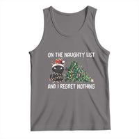 Funny Cat Christmas Tank Top On The Naughty List And I Regret Nothing - Wonder Print Shop