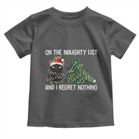 Funny Cat Christmas Toddler T Shirt On The Naughty List And I Regret Nothing - Wonder Print Shop