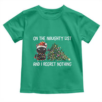 Funny Cat Christmas Toddler T Shirt On The Naughty List And I Regret Nothing - Wonder Print Shop