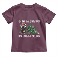 Funny Cat Christmas Toddler T Shirt On The Naughty List And I Regret Nothing - Wonder Print Shop