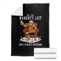 Funny Bigfoot Christmas Throw Blanket On The Naughty List And I Regret Nothing - Wonder Print Shop