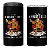 Funny Bigfoot Christmas 4 in 1 Can Cooler Tumbler On The Naughty List And I Regret Nothing - Wonder Print Shop
