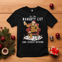 Funny Bigfoot Christmas T Shirt On The Naughty List And I Regret Nothing - Wonder Print Shop