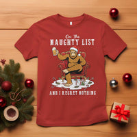 Funny Bigfoot Christmas T Shirt On The Naughty List And I Regret Nothing - Wonder Print Shop