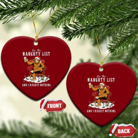 Funny Bigfoot Xmas Ceramic Ornament On The Naughty List And I Regret Nothing - Wonder Print Shop