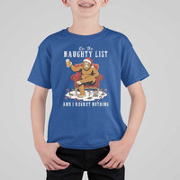 Funny Bigfoot Christmas T Shirt For Kid On The Naughty List And I Regret Nothing - Wonder Print Shop