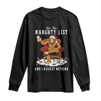 Funny Bigfoot Christmas Long Sleeve Shirt On The Naughty List And I Regret Nothing - Wonder Print Shop