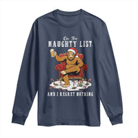 Funny Bigfoot Christmas Long Sleeve Shirt On The Naughty List And I Regret Nothing - Wonder Print Shop