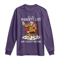 Funny Bigfoot Christmas Long Sleeve Shirt On The Naughty List And I Regret Nothing - Wonder Print Shop