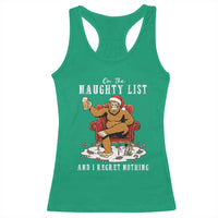 Funny Bigfoot Christmas Racerback Tank Top On The Naughty List And I Regret Nothing - Wonder Print Shop