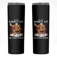 Funny Bigfoot Christmas Skinny Tumbler On The Naughty List And I Regret Nothing - Wonder Print Shop