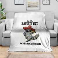 Funny Mexican Racoon Taco Christmas Throw Blanket On The Naughty List And I Regret Nothing - Wonder Print Shop