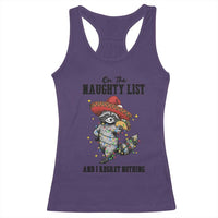 Funny Mexican Racoon Taco Christmas Racerback Tank Top On The Naughty List And I Regret Nothing - Wonder Print Shop