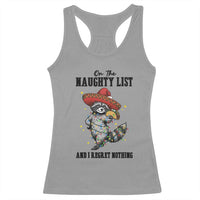 Funny Mexican Racoon Taco Christmas Racerback Tank Top On The Naughty List And I Regret Nothing - Wonder Print Shop