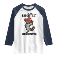 Funny Mexican Racoon Taco Christmas Raglan Shirt On The Naughty List And I Regret Nothing - Wonder Print Shop