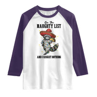 Funny Mexican Racoon Taco Christmas Raglan Shirt On The Naughty List And I Regret Nothing - Wonder Print Shop