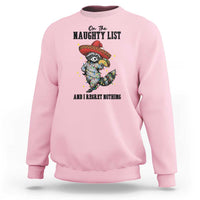 Funny Mexican Racoon Taco Christmas Sweatshirt On The Naughty List And I Regret Nothing - Wonder Print Shop