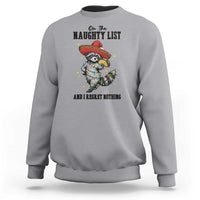 Funny Mexican Racoon Taco Christmas Sweatshirt On The Naughty List And I Regret Nothing - Wonder Print Shop