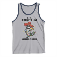 Funny Mexican Racoon Taco Christmas Tank Top On The Naughty List And I Regret Nothing - Wonder Print Shop